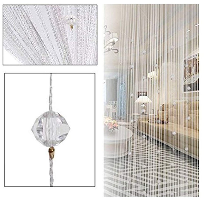 Eve Split Decorative Door String Curtain Beads Wall Panel Fringe Window Divider Blind for Wedding Coffee House Restaurant Parts Crystal Tassel Screen Home Decoration(White) - Image 4